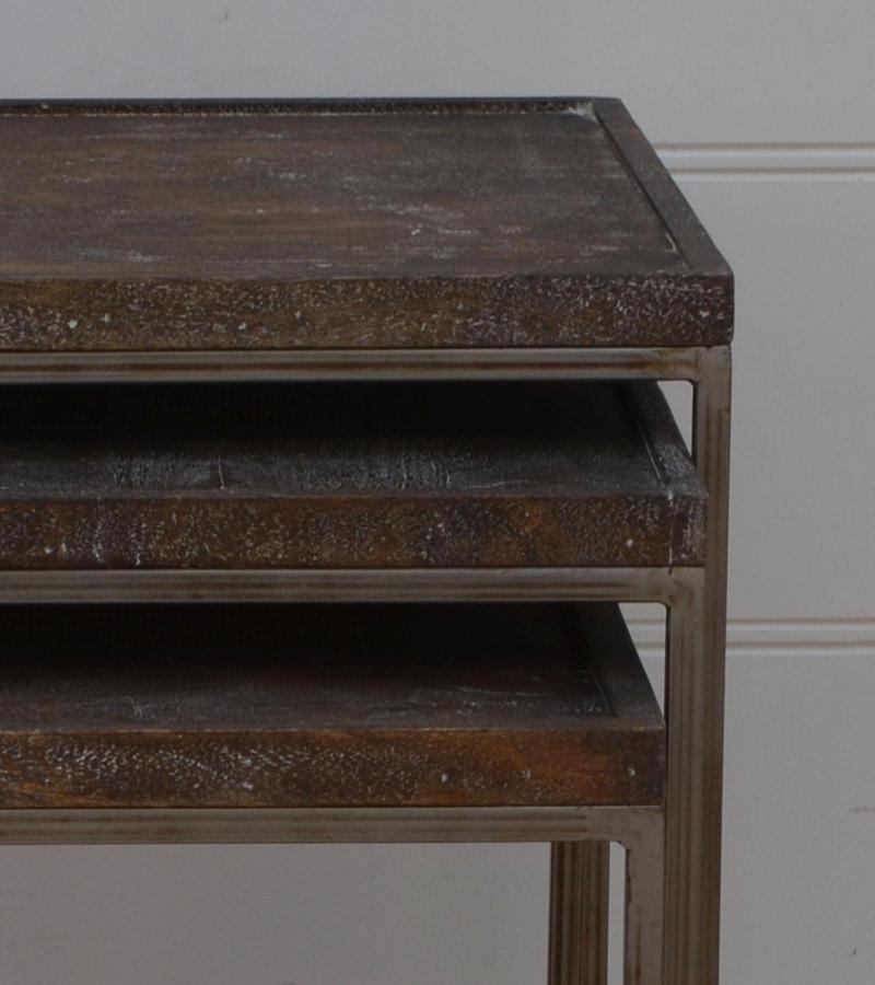 WDN+IRON STOOL SET OF 3