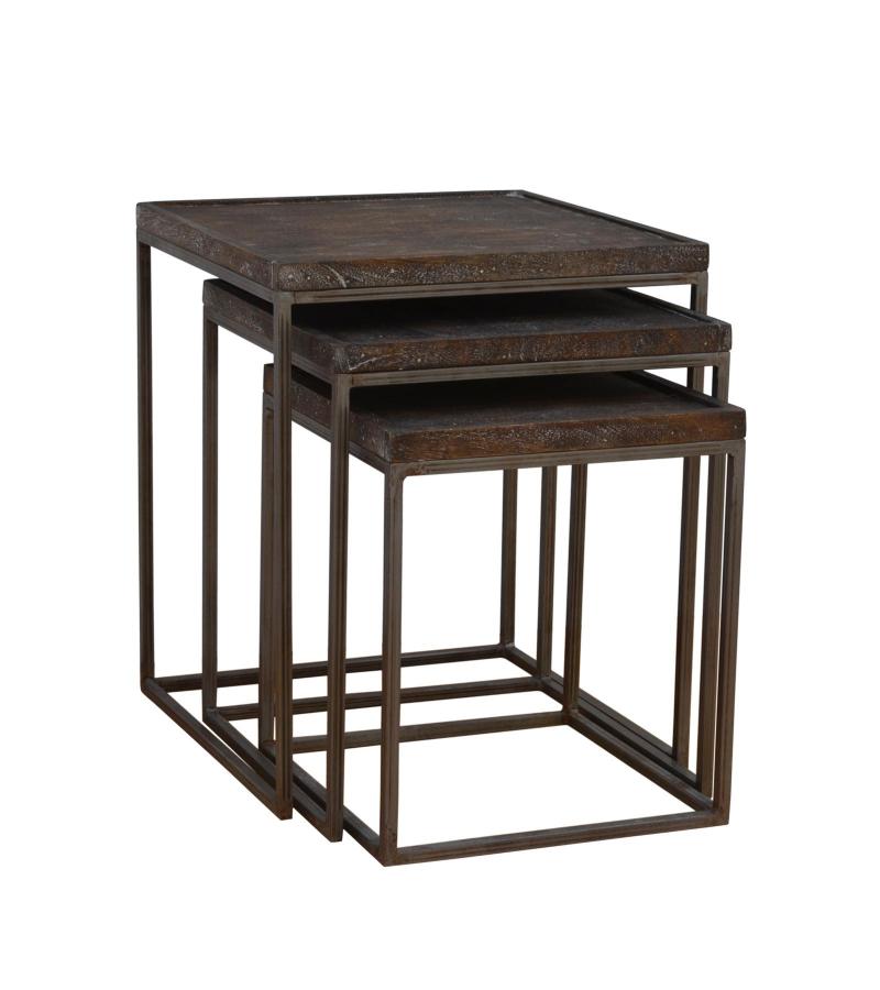 WDN+IRON STOOL SET OF 3