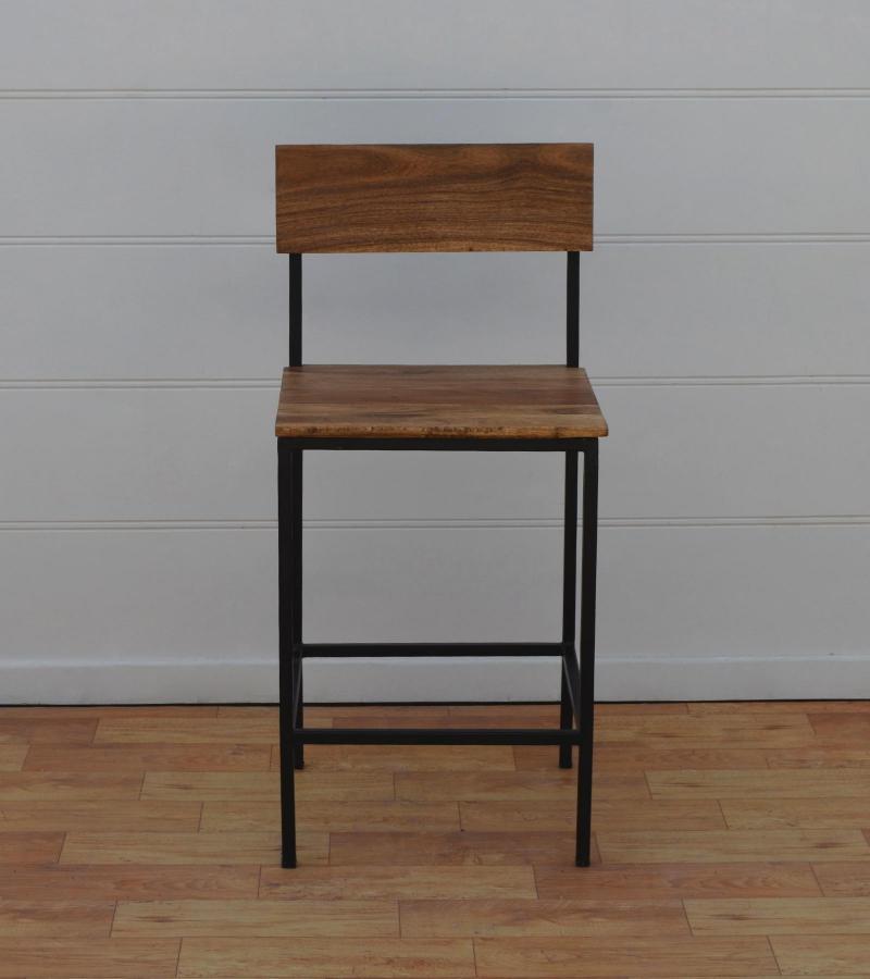 SOLID WOOD & IRON COUNTER STOOLS