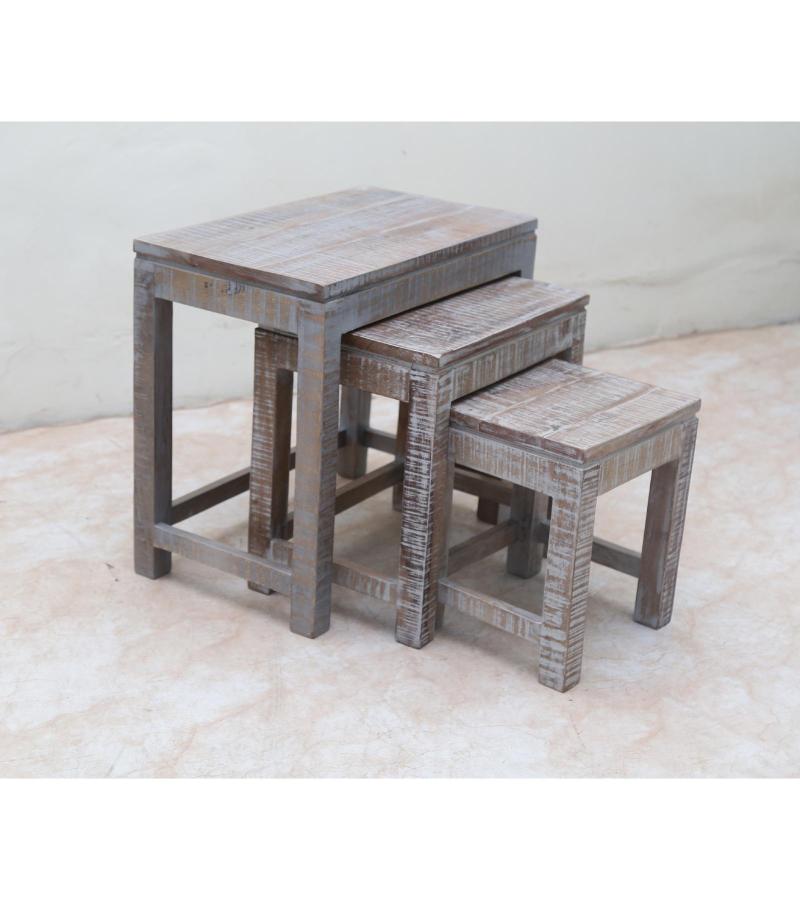 WOODEN STOOL SET OF 3