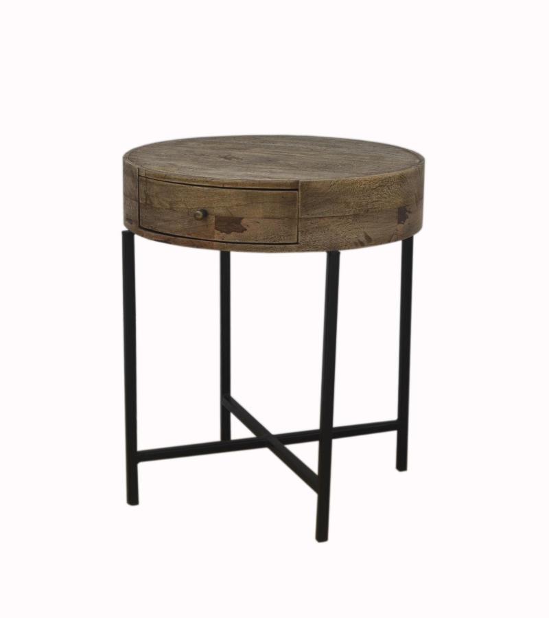 SOLID WOOD & IRON SIDE TABLE 