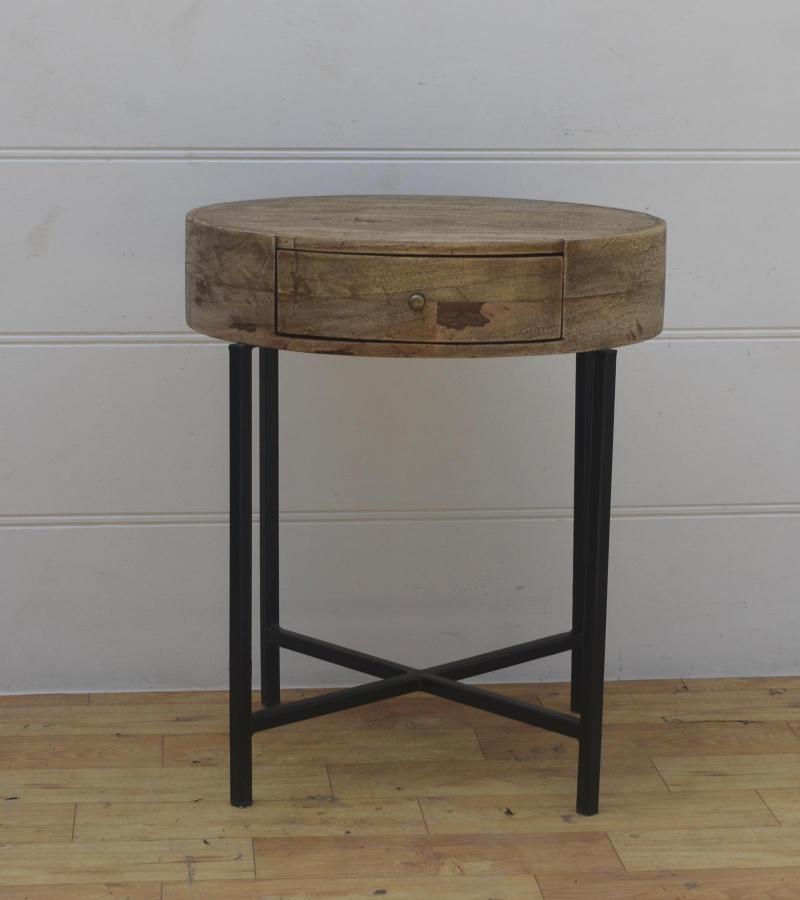 SOLID WOOD & IRON SIDE TABLE 