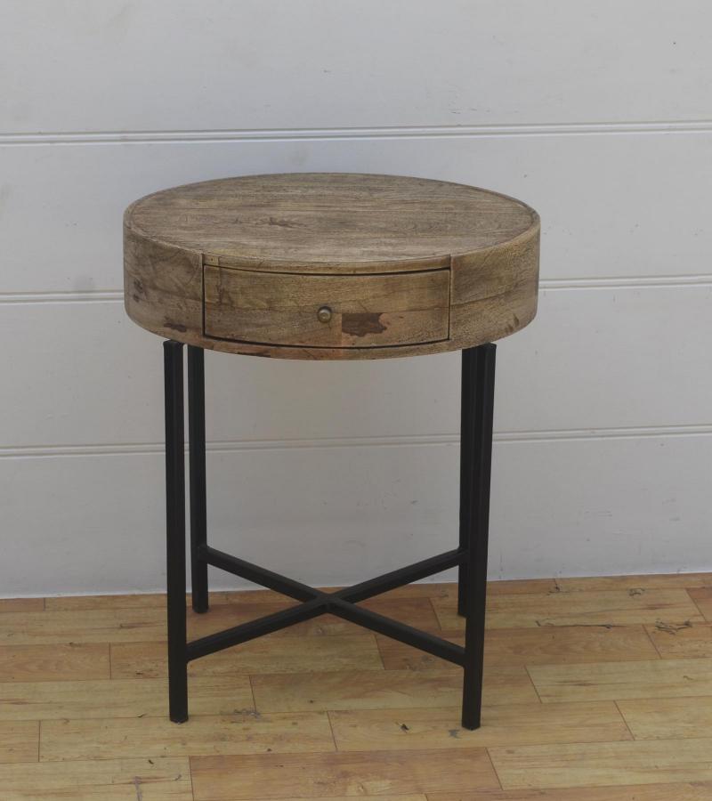 SOLID WOOD & IRON SIDE TABLE 