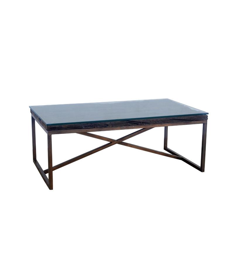 SOLID WOOD & IRON COFFEE TABLE