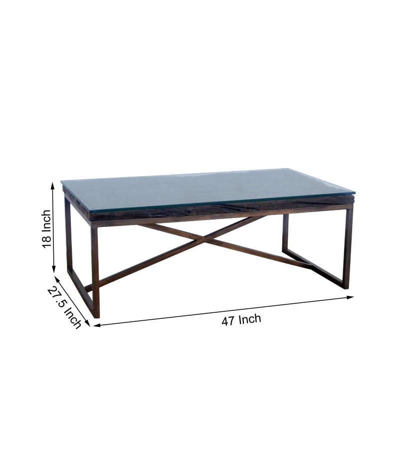 SOLID WOOD & IRON COFFEE TABLE