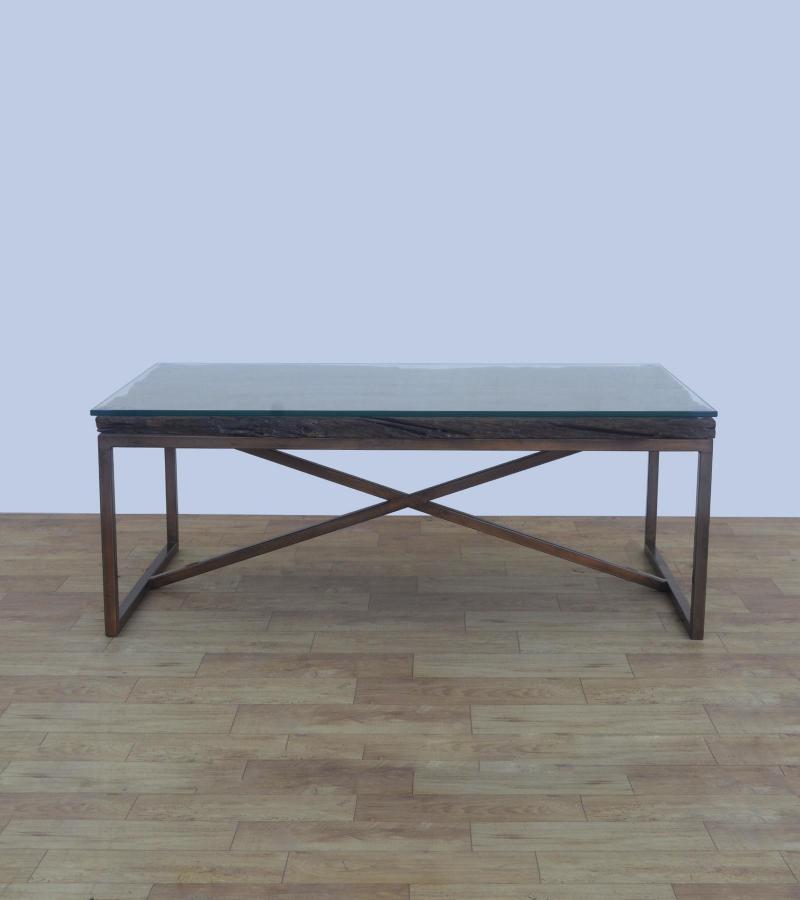 SOLID WOOD & IRON COFFEE TABLE