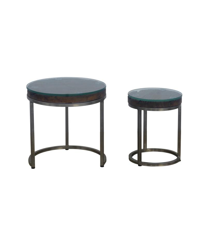 WDN+IRON  COFFEE TABLE SET OF 2
