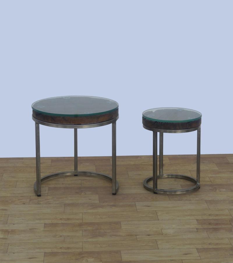 WDN+IRON  COFFEE TABLE SET OF 2