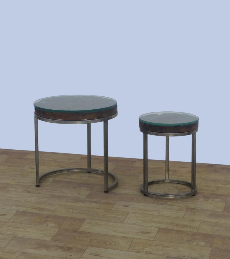 WDN+IRON  COFFEE TABLE SET OF 2