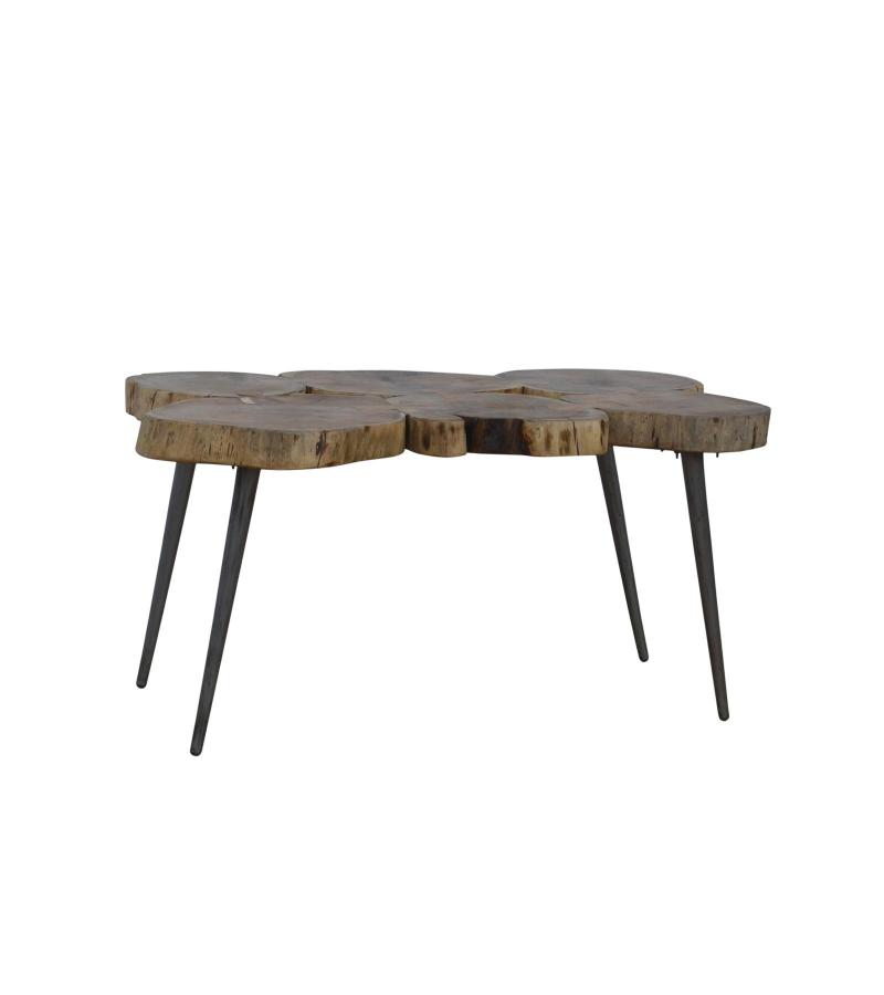 SOLID WOOD LIVE EDGE & IRON COFFEE TABLE