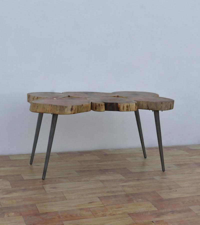SOLID WOOD LIVE EDGE & IRON COFFEE TABLE