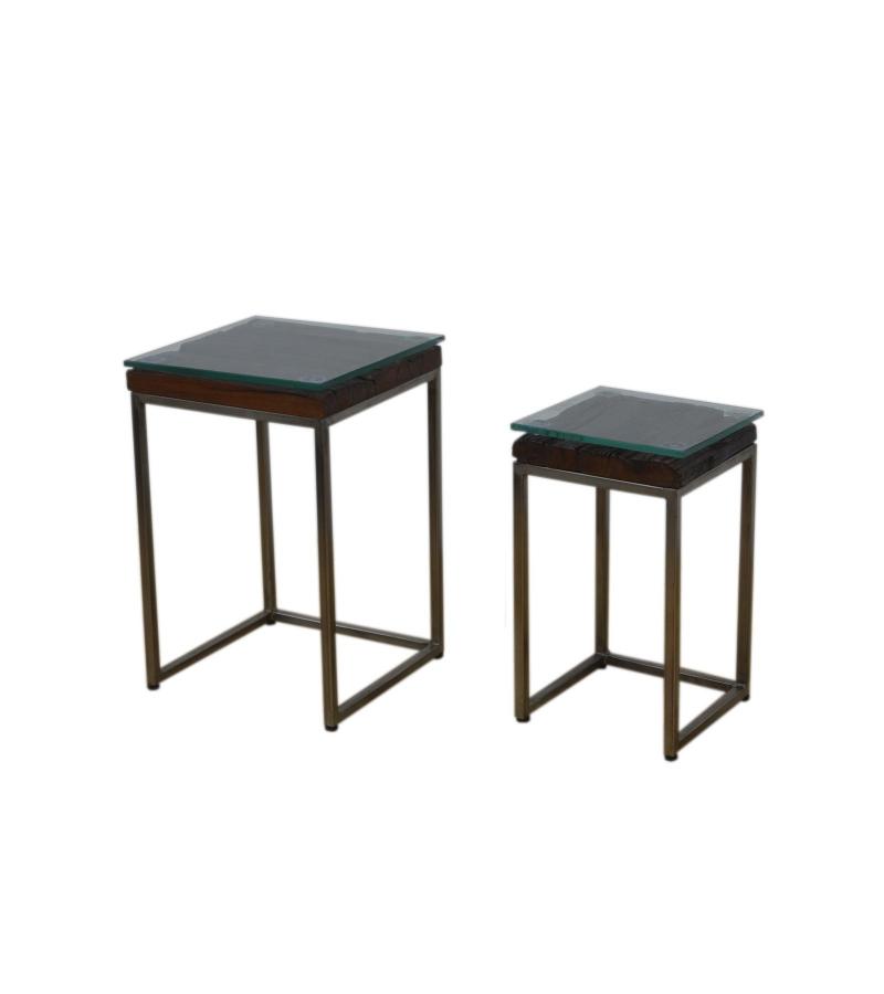 WDN+IRON COFFEE TABLE SET OF 2