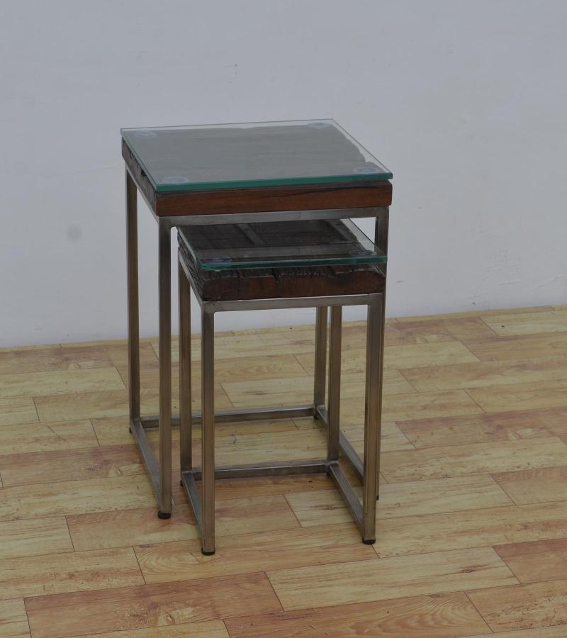 WDN+IRON COFFEE TABLE SET OF 2