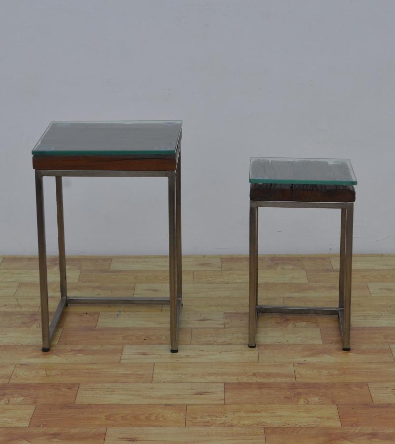 WDN+IRON COFFEE TABLE SET OF 2