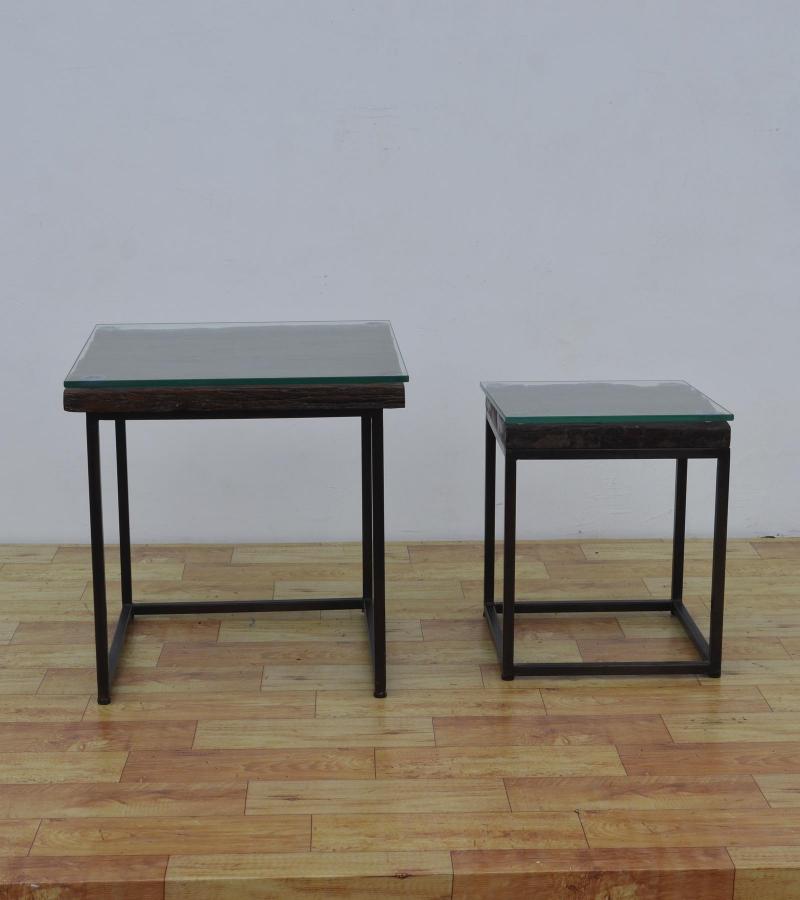 WDN+IRON COFFEE TABLE SET OF 2