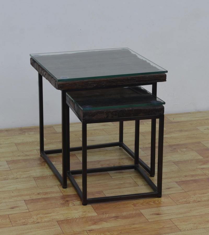 WDN+IRON COFFEE TABLE SET OF 2