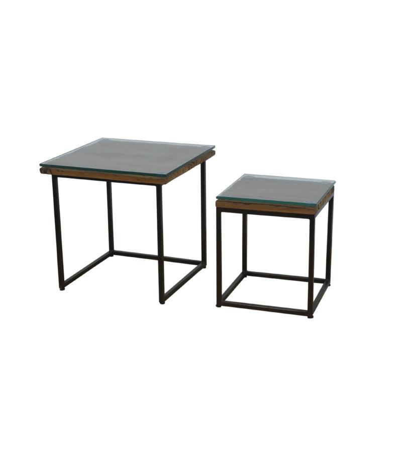 WDN+IRON COFFEE TABLE SET OF 2