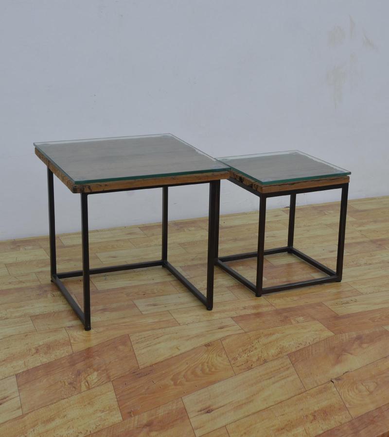 WDN+IRON COFFEE TABLE SET OF 2