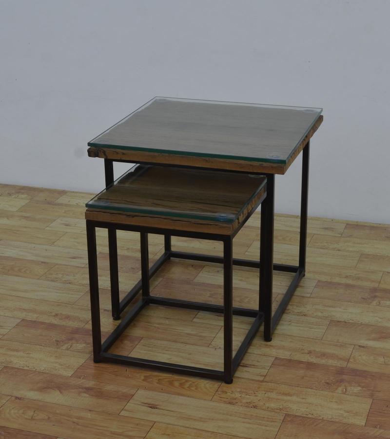 WDN+IRON COFFEE TABLE SET OF 2