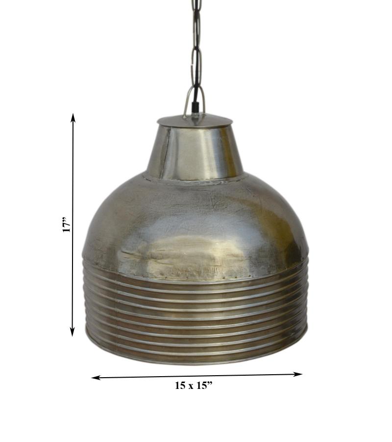 METAL HANGING PENDANT LIGHT W/ RIDGES