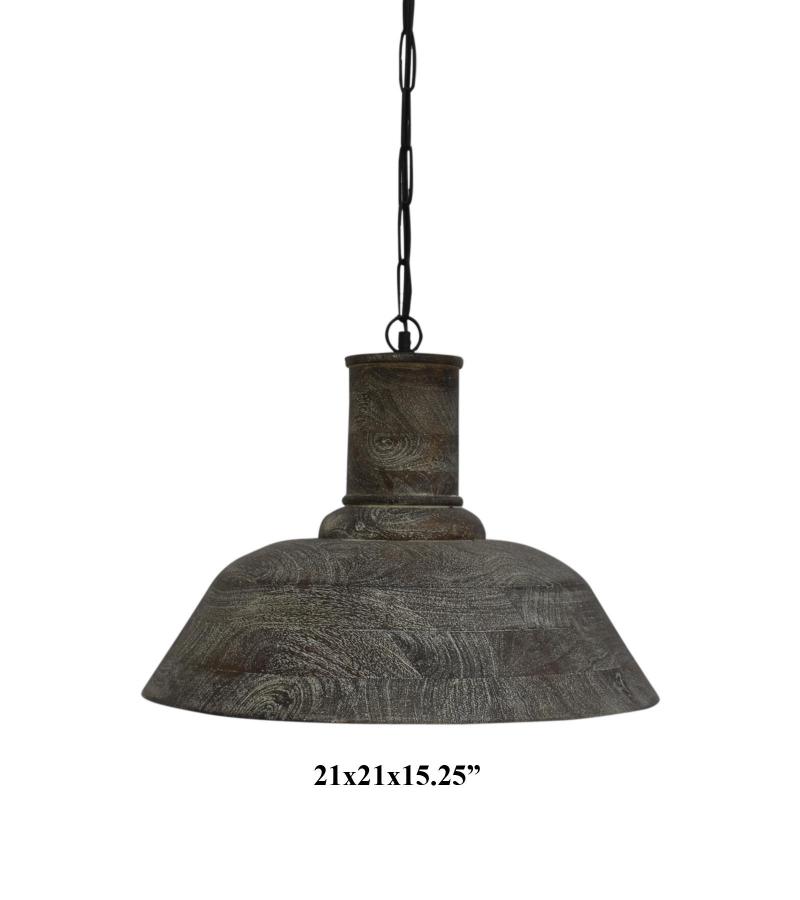 WOODEN FARMHOUSE DOME PENDANT LIGHT FIXTURE