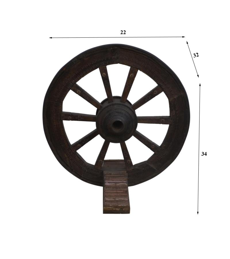 WOODEN WHEEL ON STAND