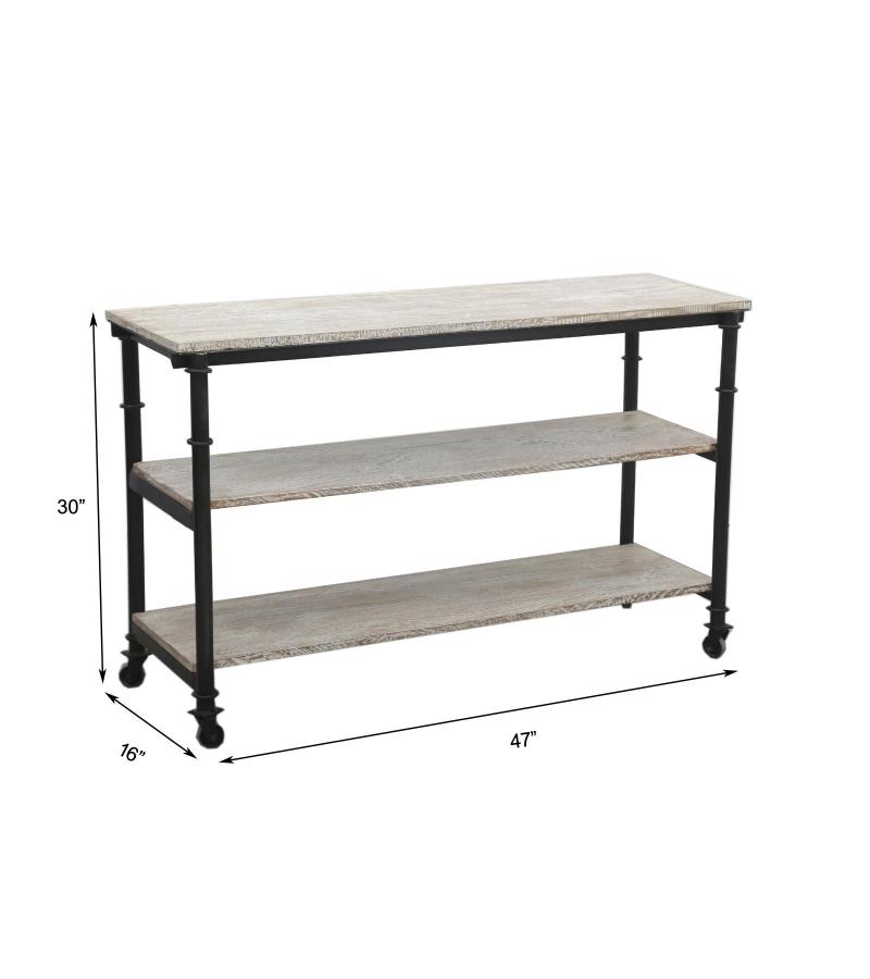 SOLID WOOD & IRON SHELVING UNIT