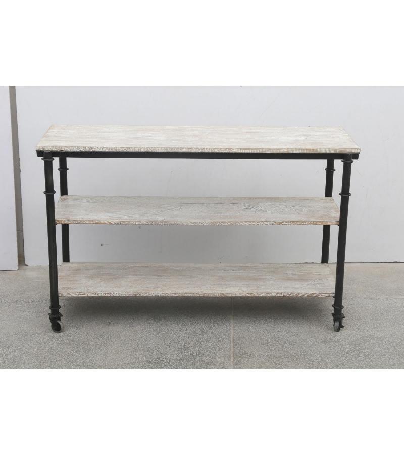 SOLID WOOD & IRON SHELVING UNIT