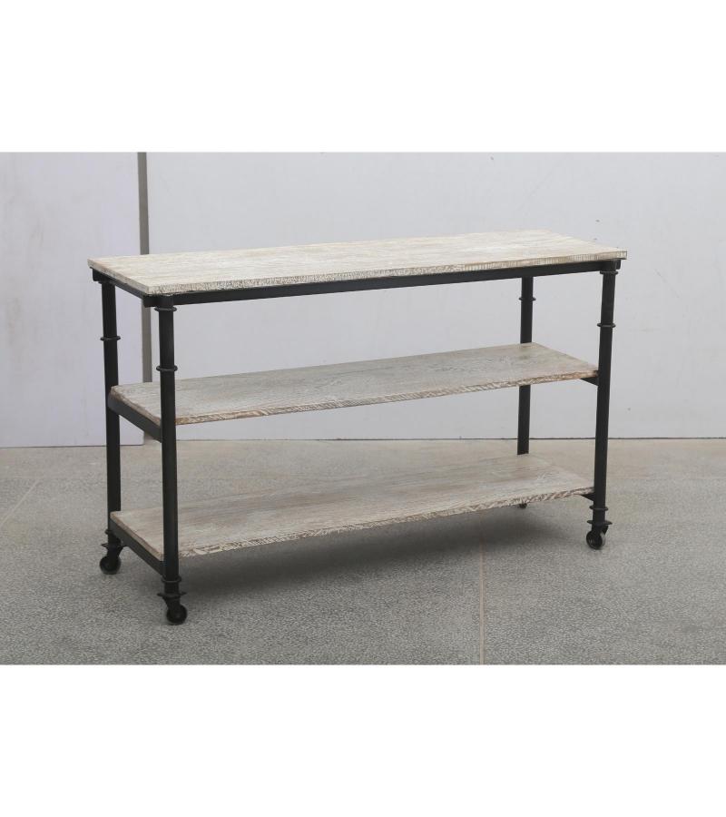 SOLID WOOD & IRON SHELVING UNIT