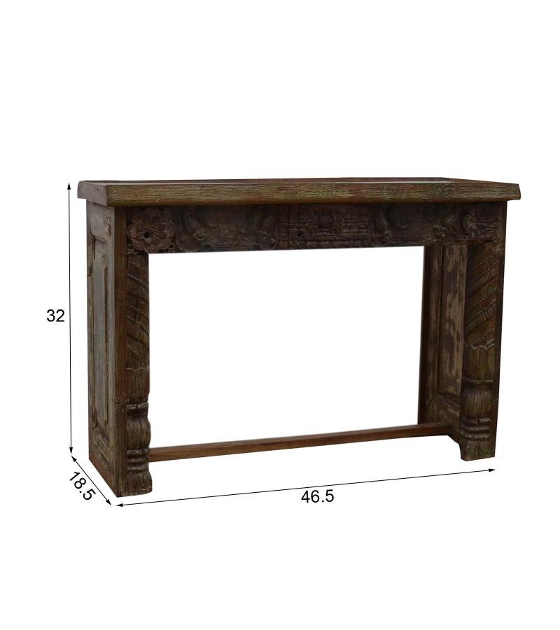 HAND CARVED SOLID RECLAIMED WOOD CONSOLE TABLE