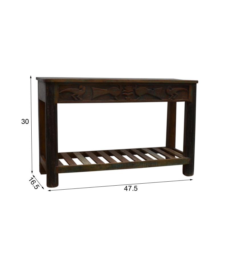 HAND CARVED SOLID RECLAIMED WOOD CONSOLE TABLE