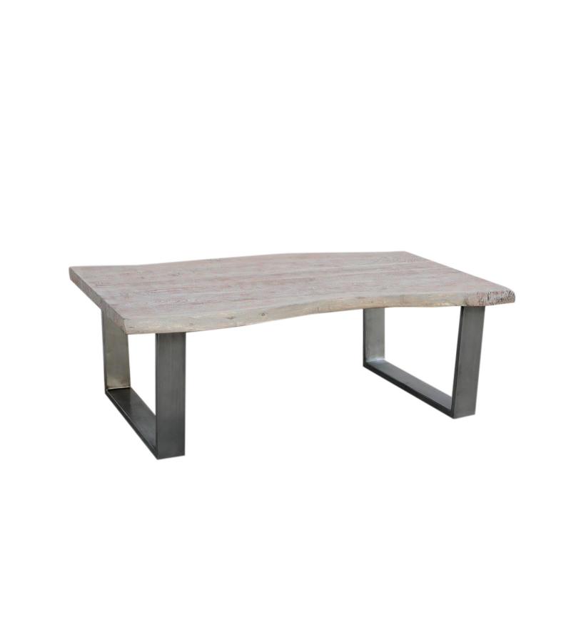 SOLID LIVE EDGE WOOD COFFEE TABLE W/ METAL BASE