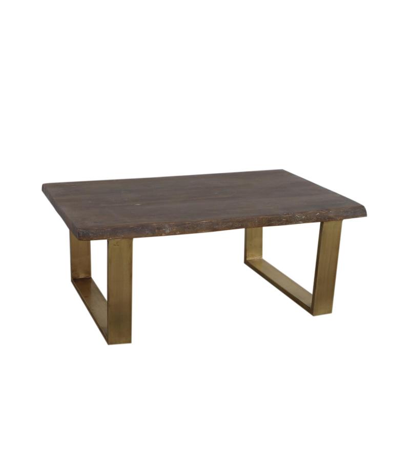 SOLID LIVE EDGE WOOD COFFEE TABLE W/ METAL BASE
