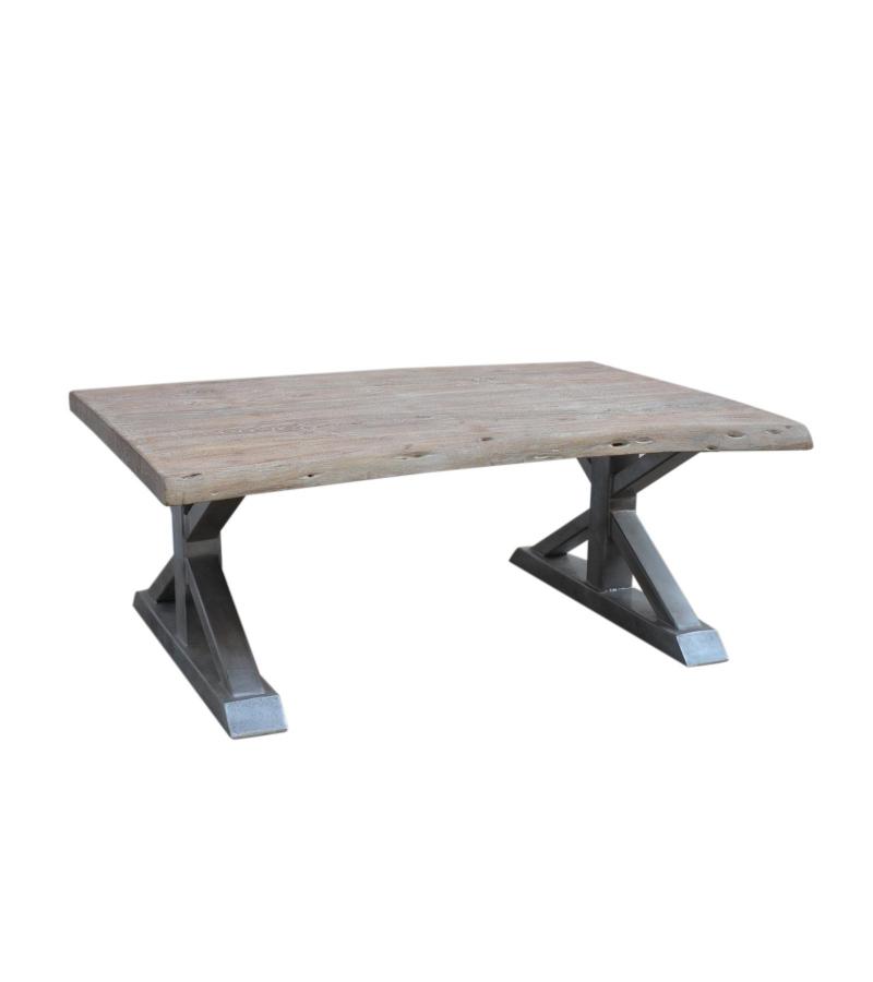 SOLID LIVE EDGE WOOD & IRON COFFEE TABLE