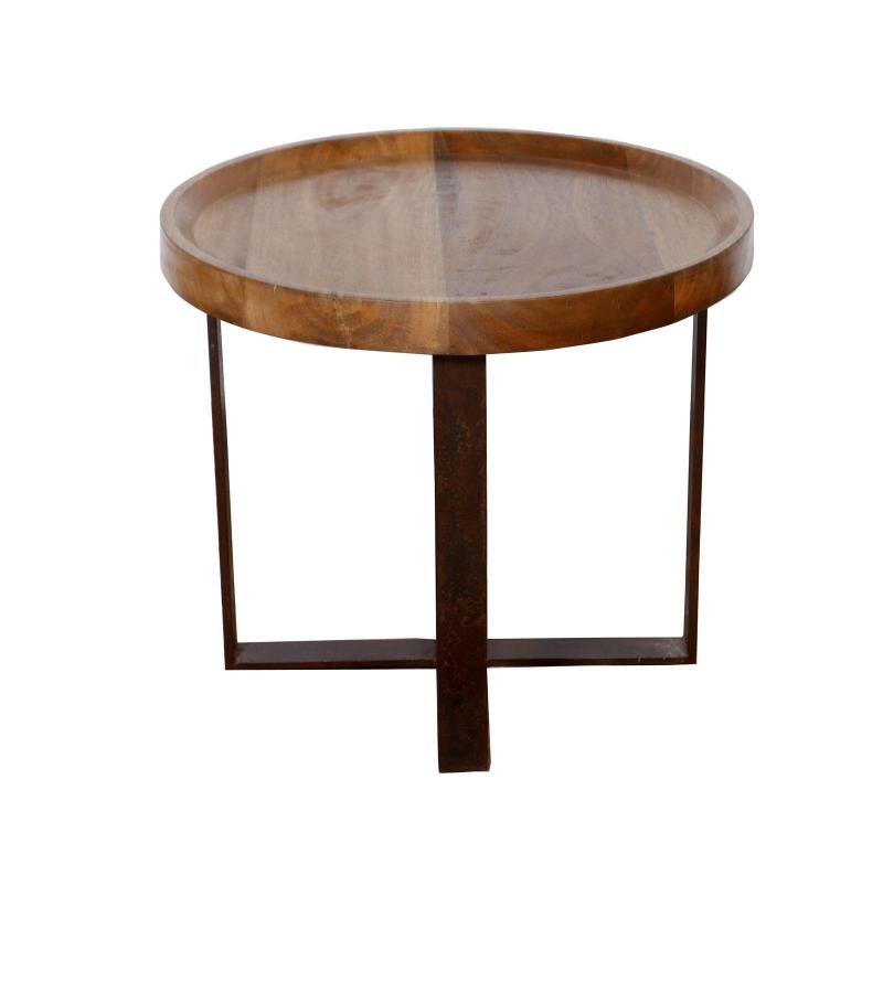 IRON WOOD ROUND AND TABLE