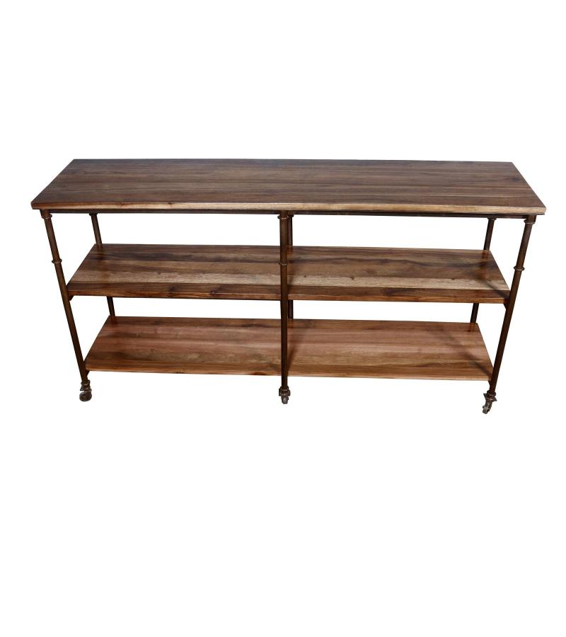 IRON & SOLID WOOD 3 SHELF CONSOLE