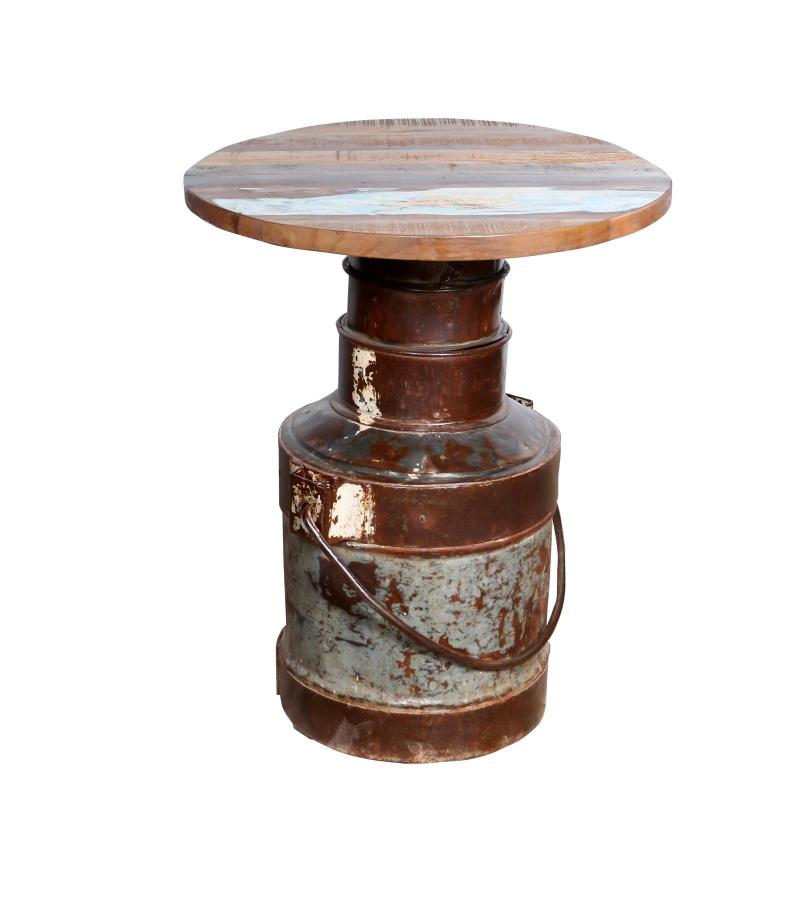IRON WOOD DRUM TABLE