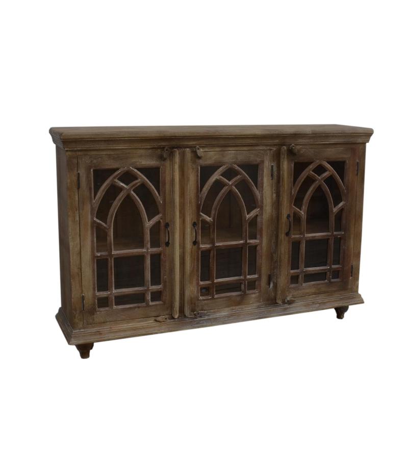 SOLID WOOD & GLASS SIDEBOARD