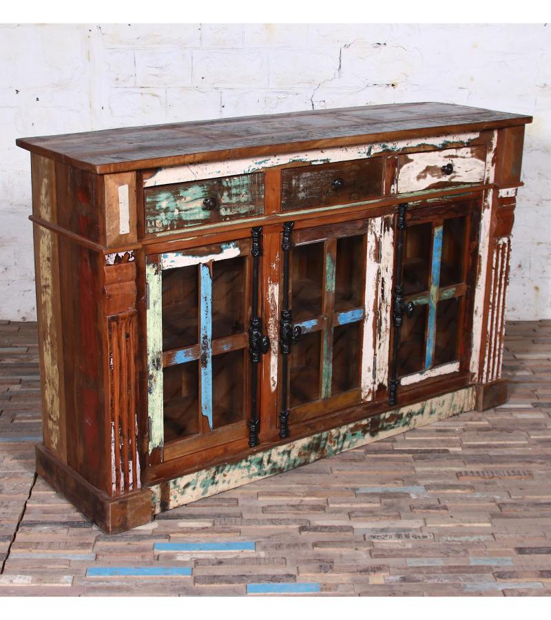 SOLID RECLAIMED TEAK WOOD SIDEBOARD W/ 3 DRAWERS & 3 DOORS