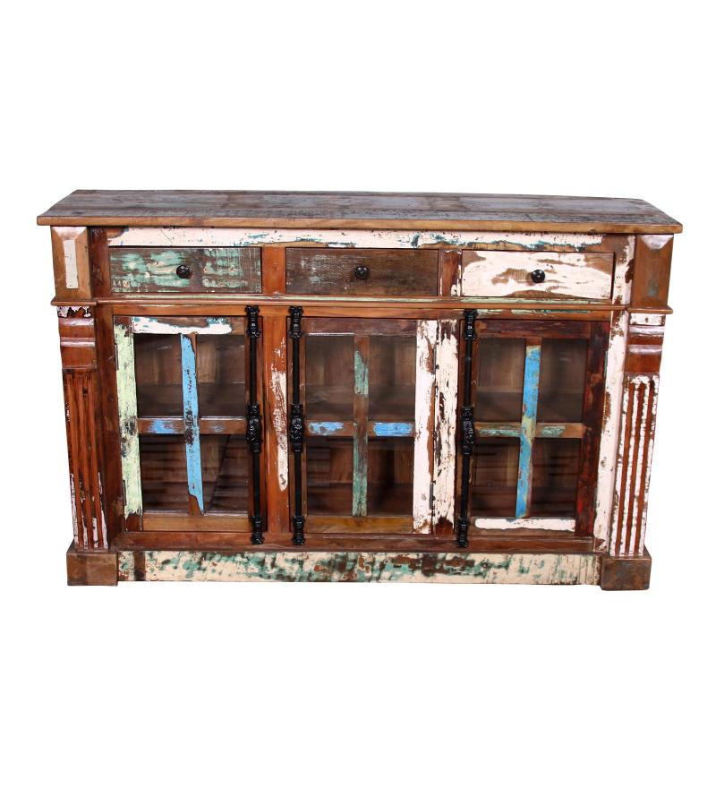 SOLID RECLAIMED TEAK WOOD SIDEBOARD W/ 3 DRAWERS & 3 DOORS