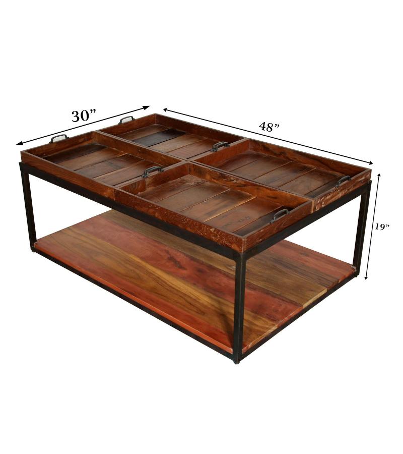 WOODEN IRON TRAY TABLE