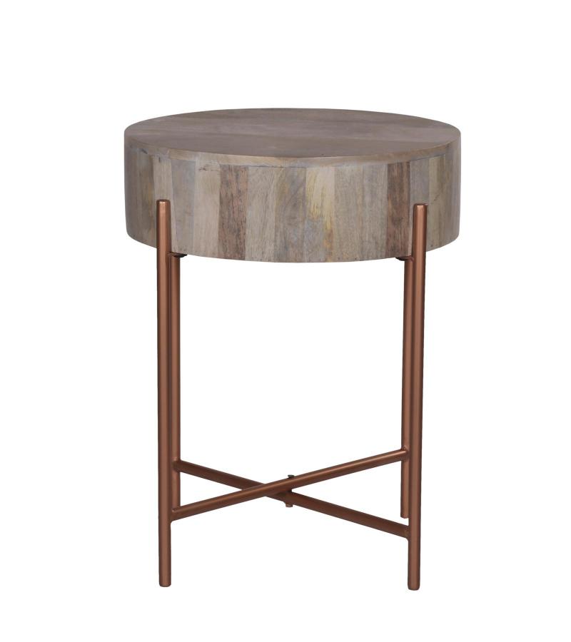SOLID WOOD & METAL END TABLE SIDE TABLE