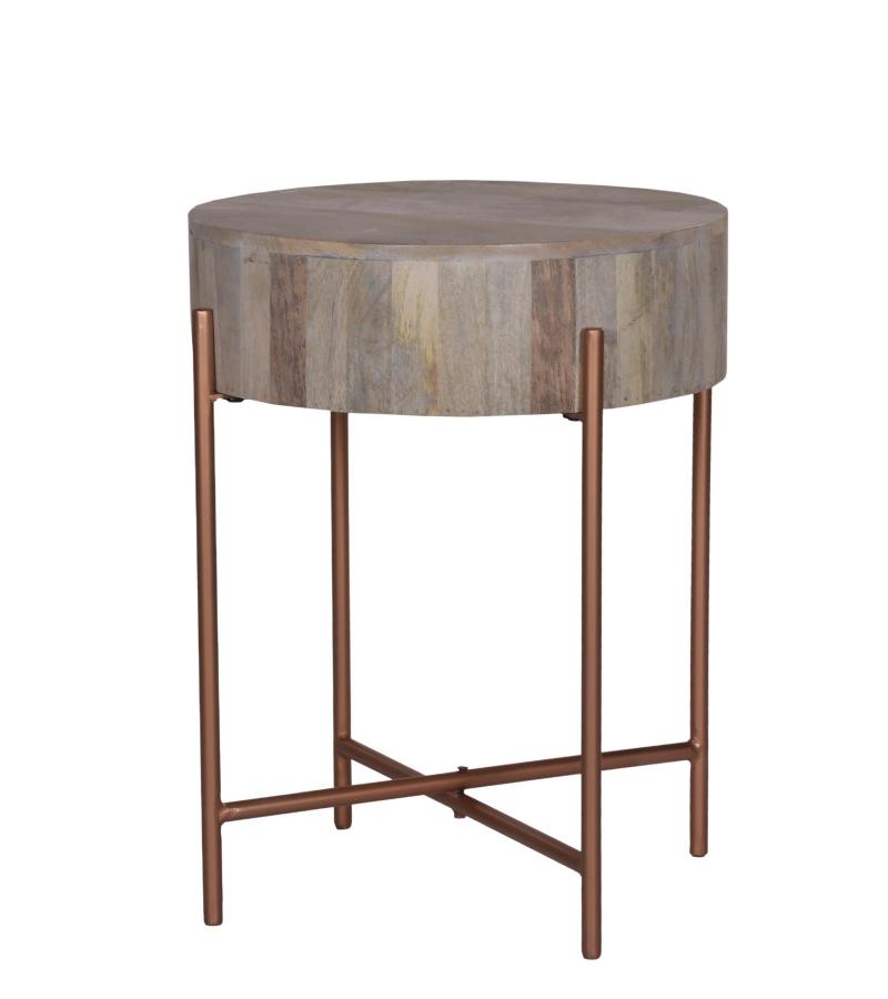 SOLID WOOD & METAL END TABLE SIDE TABLE