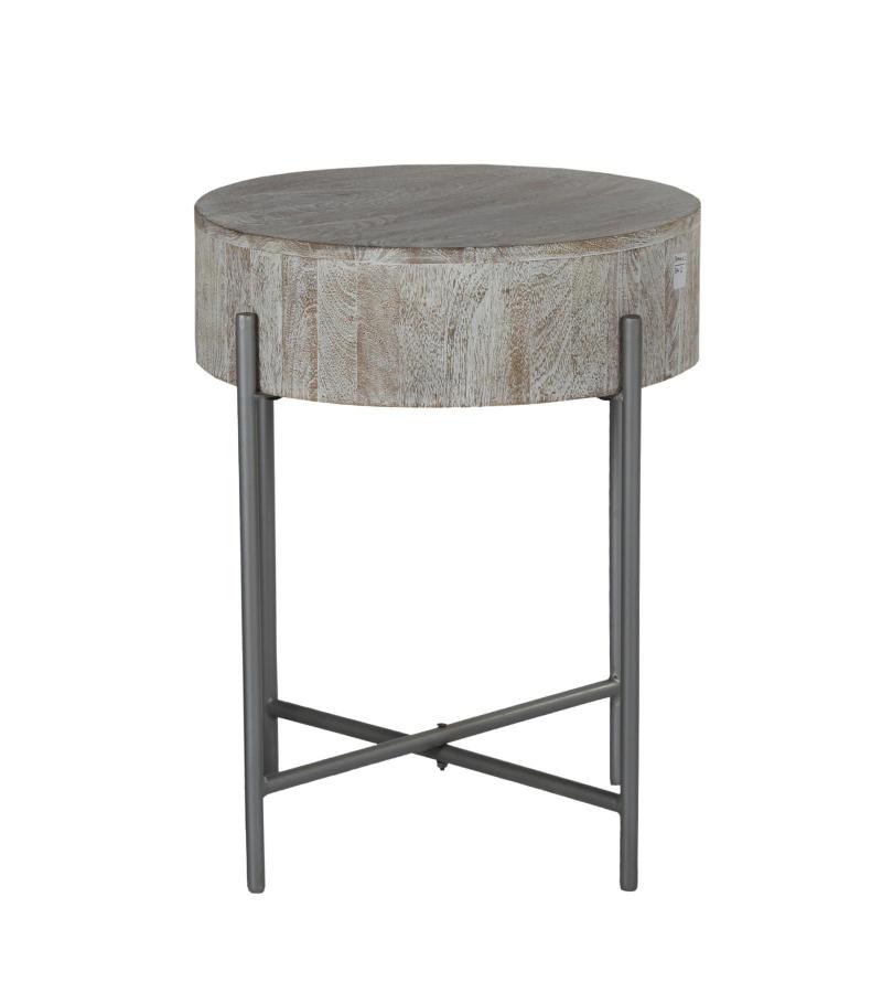 SOLID WOOD & IRON END TABLE