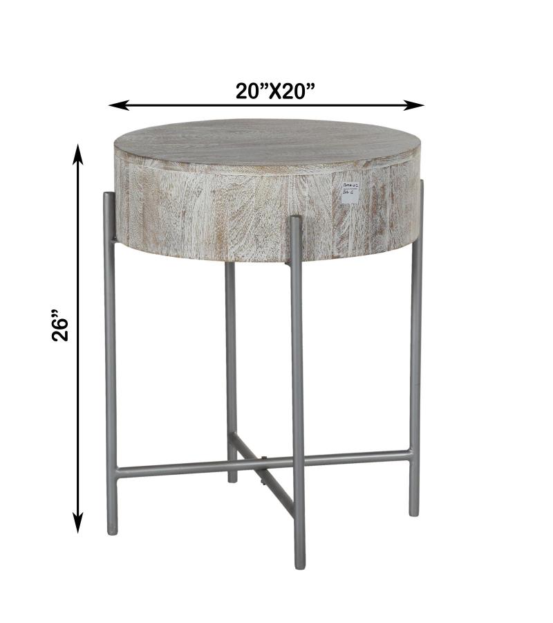 SOLID WOOD & IRON END TABLE