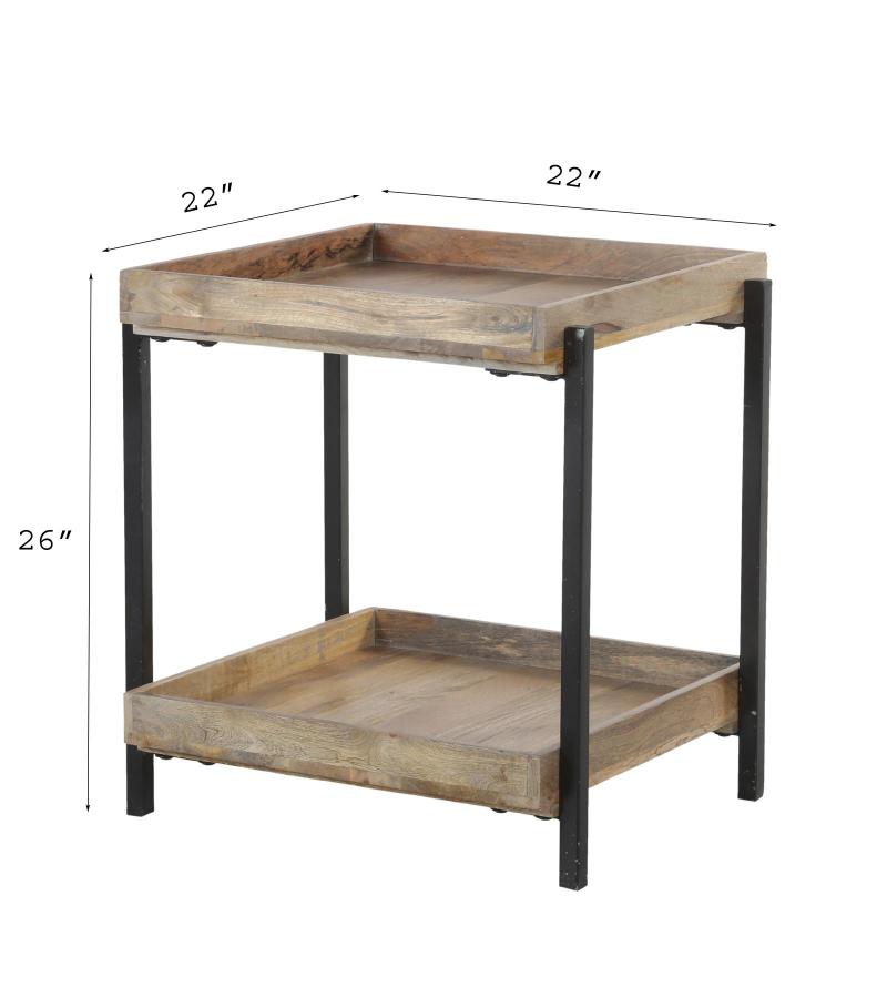 SOLID WOOD & IRON END TABLE