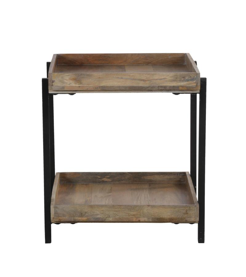 SOLID WOOD & IRON END TABLE