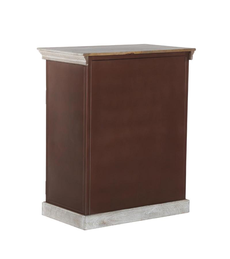 SOLID WOOD & METAL CABINET W/ 2 DOORS & 2 DRAWERS