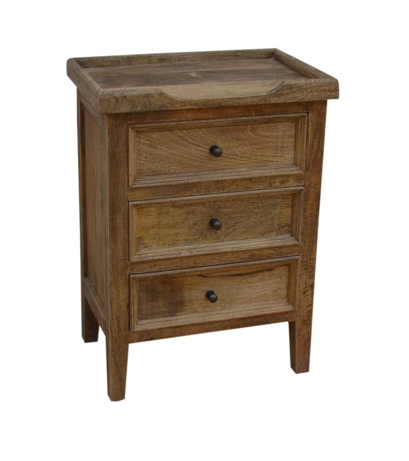 SOLID WOOD 3 DRAWER NIGHTSTAND END TABLE