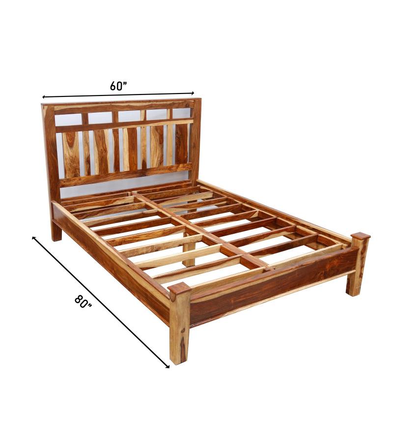SOLID ROSEWOOD BED - HEADBOARD, FOOTBOARD, SIDERAILS, SLATS